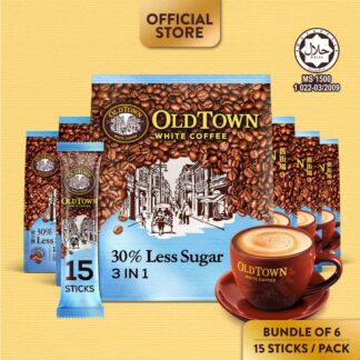 OLDTOWN 速溶预混白咖啡 3合1 含糖量减少30% 15支x6包